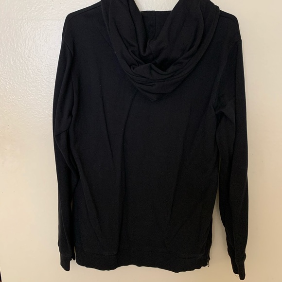 black lace up pocket front hoodie - Picture 2 of 5